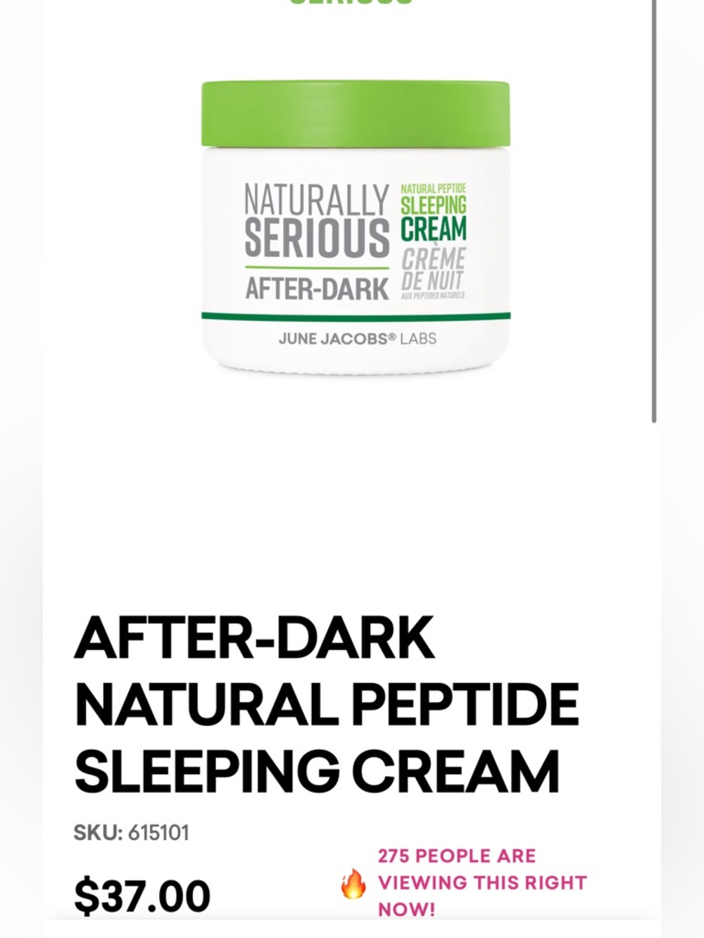 Naturally serious-peptide sleeping cream